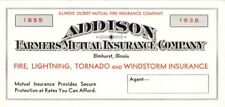 Advertising Card for Addison Farmers' Mutual Insurance Company dated 1855- 1938  picture
