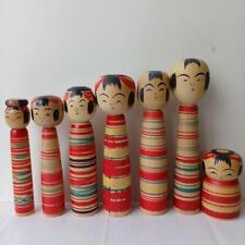 Traditional Kokeshi Dolls Tsuchiyu Set Of 7 picture