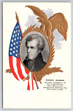 Antique C1905 Embossed Flag & Gold Eagle W/ Our 7th President Andrew Jackson A02 picture