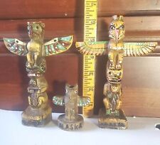 Lot Of 3 ALASKA WINGED TOTEM POLES Hand Painted - Two are 6