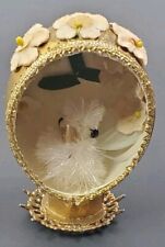 Handmade Real Easter Egg Baby Chick Spring Flowers Gold Rope 1960s Vtg picture