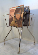 VTG 1960's Mid Century Modern Gold Wire Vinyl Record Rack Retro Music Stand  picture