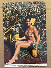 1978 USED POSTCARD - GOLDEN GIRL WITH A GOLDEN PINNAPPLE, HAWAII picture