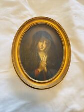 Antique 19 Th C Oil on Wood Panel Painting of Mother Mary , Madonna Virgin Mary picture