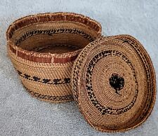 Vintage Makah Nootka Woven Basket With Lid Native American Northwest Coast picture