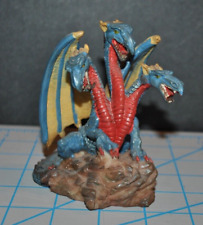 VTG 1980s Medieval Three Headed Dragon 4'H  Fantasy Figurine  Hand Painted Resin picture
