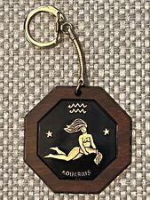 Vintage AQUARIUS Zodiac Key Ring Fob Keychain Jan 20-Feb 18 Astrology Nude Water picture