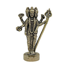 Trimurti Mini Brass Statue Lord Shiva Vishnu Brahma Dattatreya Idol Hindu Amulet picture