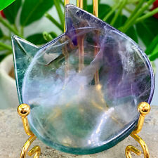 93G  Natural Beautiful Colours Fluorite Crystal Carving Bowl Healing picture