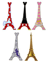 Eiffel Tower Themed 5 Specific Pin Walt Disney Park Trading Pins Set ~ Brand New picture