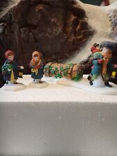 Dept 56 Dicken's Village Accessory- Bringing Home the yule log set of 3 picture