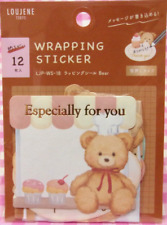 LOUJENE TOKYO Bear Animal Sweets Wrapping Gift Message Sticker Japan 12 pieces picture