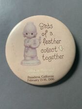 Vintage 80s California Plate & Collectible Show Pinback Button Pin Birds Feather picture