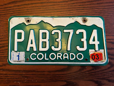 2003 Colorado License Plate PAB3734 Green Mountain CO USA Authentic January picture