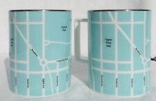 NEW TIFFANY & CO. Set of 2 Fine Bone China Blue Manhattan New York Map Mugs Cups picture