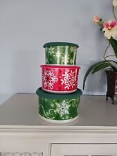 Tupperware Holiday Christmas Nesting Canister Set 7693A-3 7694A-1 7695A-2 picture