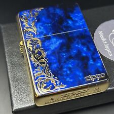 Zippo Arabesque Marble Print Processing Blue Gold Mirror Coating Lighter Regular picture