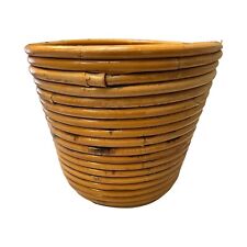 Vintage 1970's Italian Pencil Reed Bamboo Basket Planter ~ Retailed by Dept 56 picture
