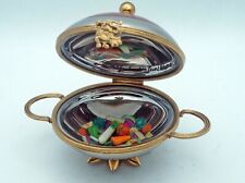 New French Limoges Trinket Box Silver Chinese Wok with Vegetables picture