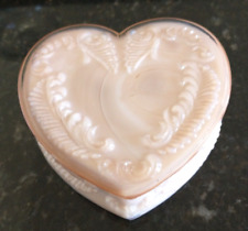 Vintage Degenhart Pink Slag Glass Heart Shape Jewelry Trinket Box picture