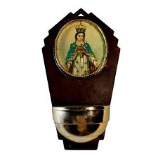 Antique Italian Font Stoup Benetier Religious Holy Water Portrait Virgin Mary picture