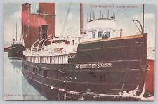 Ludington Michigan, Pere Marquette 3 Steamer US Mail Ship, Vintage Postcard picture