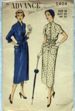 Vintage 40s Advance Belted Slim Dress Sewing Pattern #5404 Size 14 Bust 32 picture