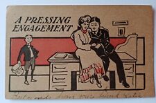 A Pressing Engagement with Lovers Comic Art Antique Posted Postcard 1907 picture