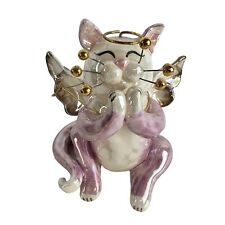 Amy Lacombe Lavender Lusterware Angel Cat Figurine picture