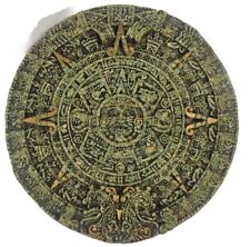 VTG Aztec Mayan Calendar Green Crush Malachite Stone Wall Hanging Decor Mexico picture