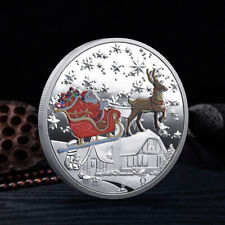 Merry Christmas Santa Claus Coin Colorful Embossed Medals Commemorative Gift picture
