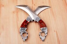 Custom Hand Forged D2 Steel Pair Karambit Knife With Leather SHEATH picture