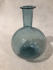 Antique Swirl Aqua Glass Bottle Flared Lip 6.5” Tall picture