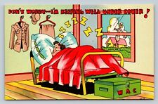 Don't Worry I'm Keeping Well Under Cover VINTAGE Comic Postcard picture