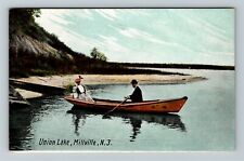 Millville NJ-New Jersey, Boating on Union Lake, c1910 Vintage Postcard picture