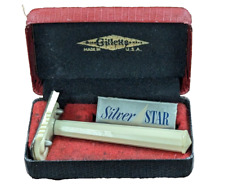 Vintage Conrad White Handle Open Comb SafetyRazor w/1 New Silver Star Blade+Case picture