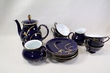 vintage koransha cobalt blue and gold iris tea 15 piece set picture