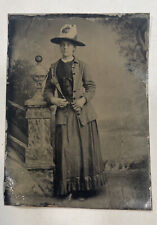 Antique Tintype Photo of Beautiful Young Woman Lovely Dress 1/6Th Plate picture