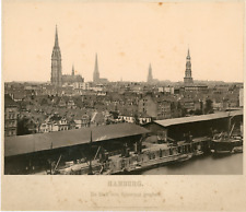 Von Strumper & Co. Hamburg, The City Seen from the Kaiserquai Vintage Print. Wine picture