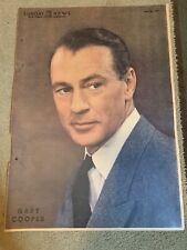 GARY COOPER original color portrait SUNDAY NEWS 7/20/47  OLD HOLLYWOOD RARE picture
