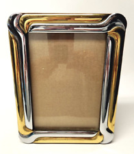 Vintage 80's Art Deco Two Tone Gold Silver Swirl Photo Frame 9X7 Holds 5X7 Nice picture