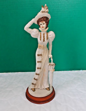 Vintage UOGC Taiwan See Me Victorian Woman Resin Figurine With Wood Base (Lot 3) picture