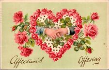 Affections Offering Love Heart Roses Shamrocks Rapheal Tuck c1900s 1908 Postcard picture