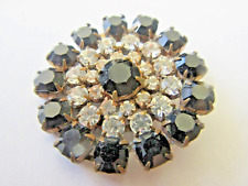 Magnificent Czech Vintage Glass Rhinestone  Black & Crystal  Button picture