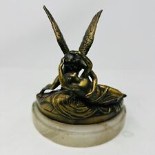 Antique Vintage CUPID / EROS and PSYCHE STATUETTE FIGURINE - Bronze On Stone picture