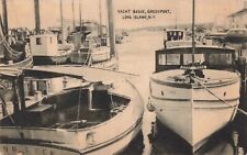 Yacht Basin Greenport Long Island New York NY Boats Old Cars c1940s Postcard picture