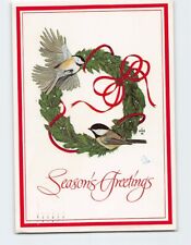 Postcard Season's Greetings with Chickadee Wreath Art Print picture