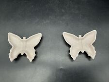 VTG Pair Of Jeanette Shell Pink Milk Glass Butterly Trinket Dishes picture