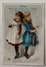 Vintage 1889 Victorian Trade Card Lautz Soap Girls M.T. Menzie Delhi New York picture