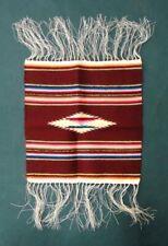 EARLY 1900's antique MEXICO SMALL RUG wool cotton APPEARS UNUSED signed picture